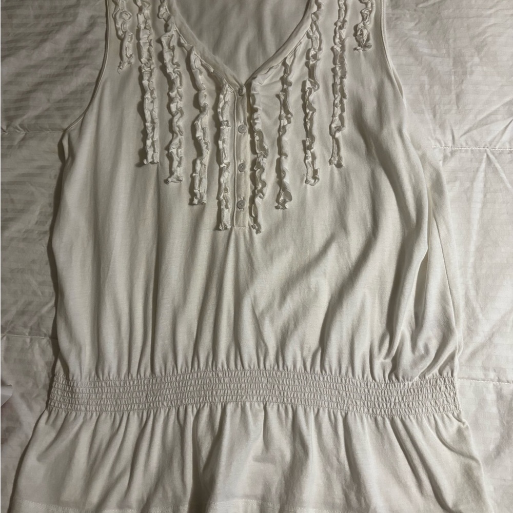 Jones New York Cream Ruffle Blouse